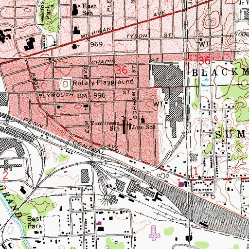 Topographic Map of Tominson School, MI