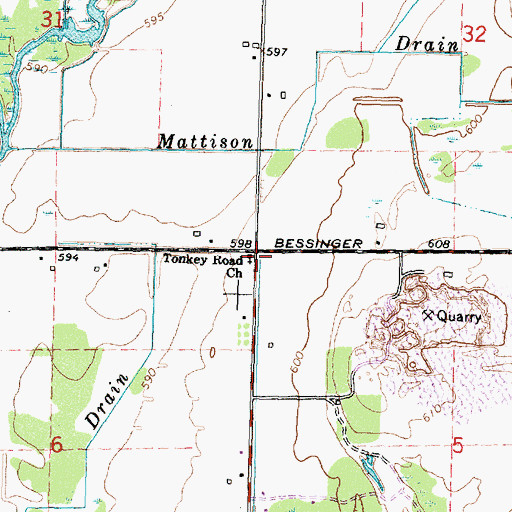 Topographic Map of Tonkey Road Church, MI