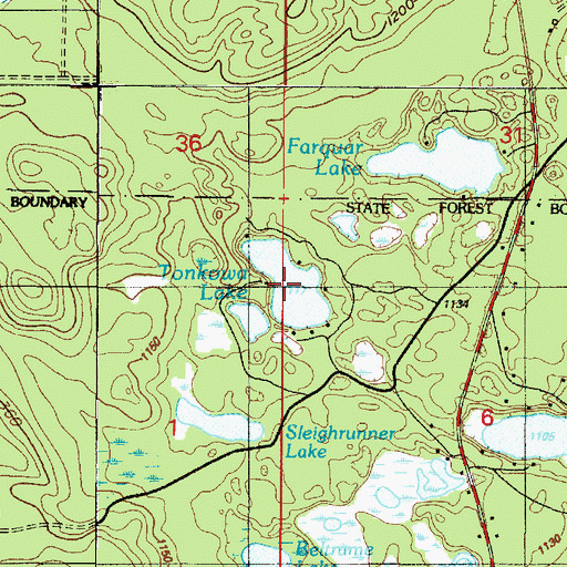 Topographic Map of Tonkowa Lake, MI