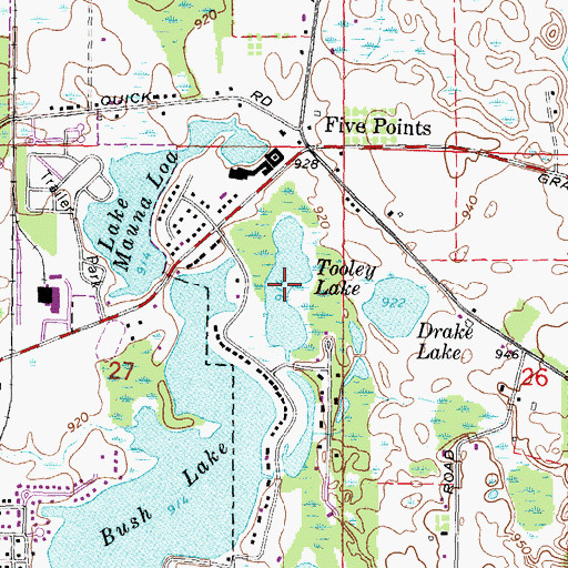 Topographic Map of Tooley Lake, MI