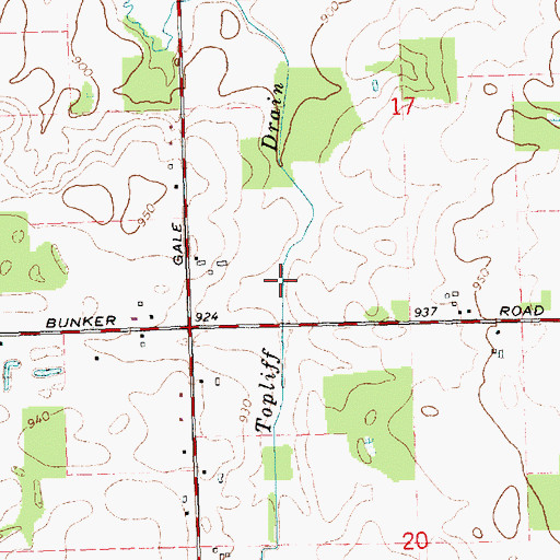 Topographic Map of Topliff Drain, MI