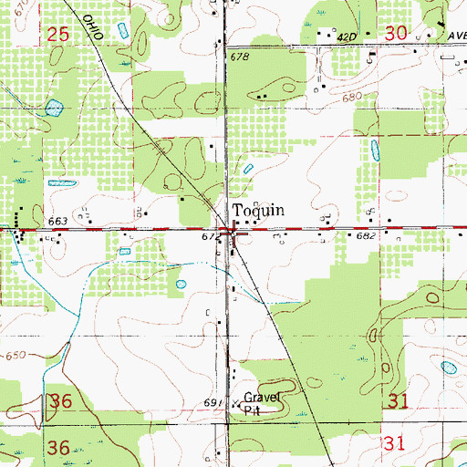 Topographic Map of Toquin, MI