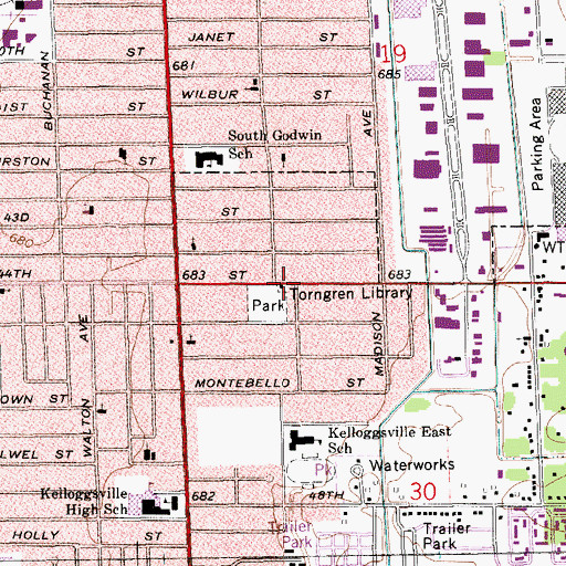 Topographic Map of Torngren Library, MI