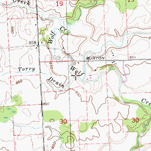 Topographic Map of Torry Drain, MI