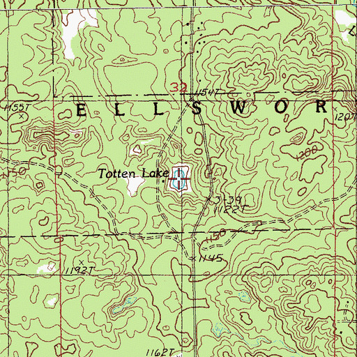 Topographic Map of Totten Lake, MI