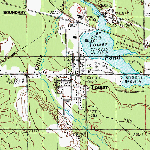 Topographic Map of Tower, MI