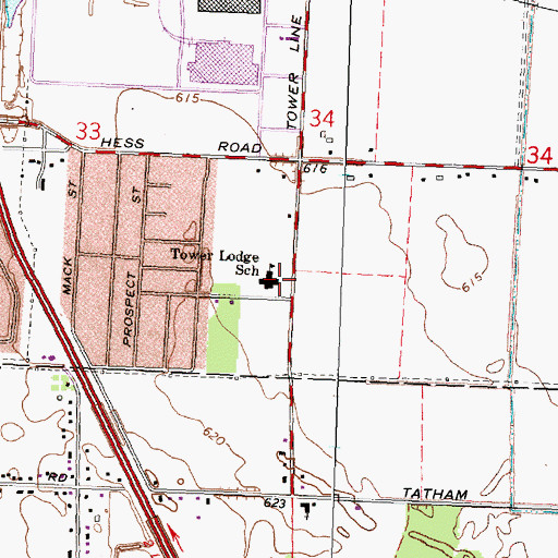 Topographic Map of Saginaw Prepatory Academy, MI