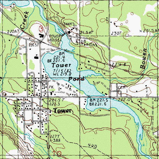 Topographic Map of Tower Pond, MI