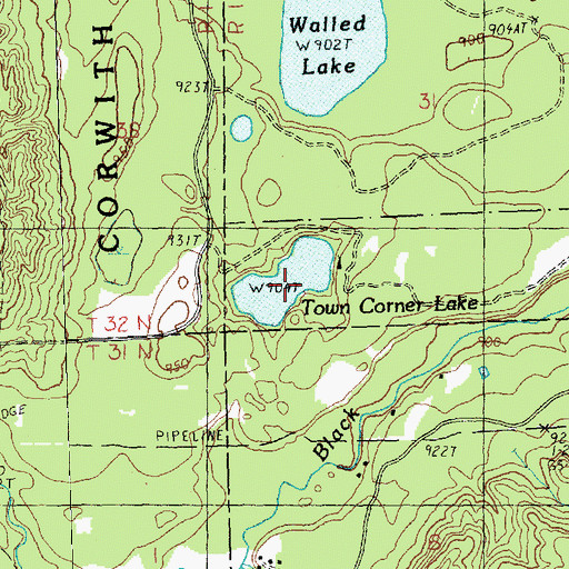 Topographic Map of Town Corner Lake, MI