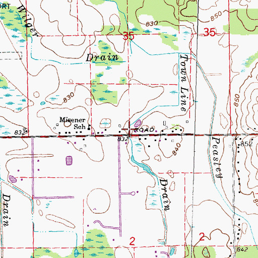 Topographic Map of Town Line Drain, MI
