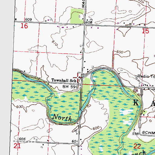 Topographic Map of Townhall School, MI