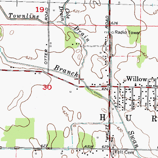 Topographic Map of Townline Drain, MI