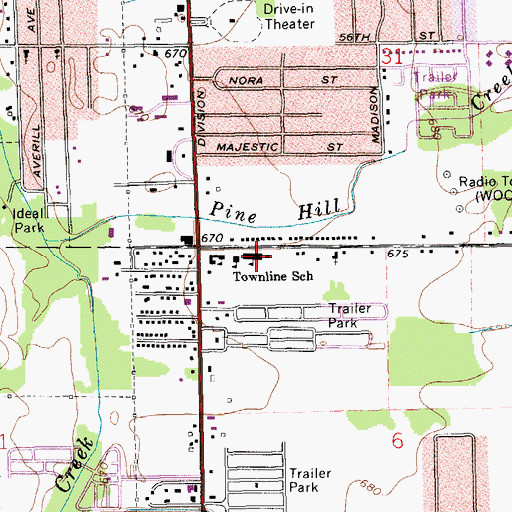 Topographic Map of Townline School, MI