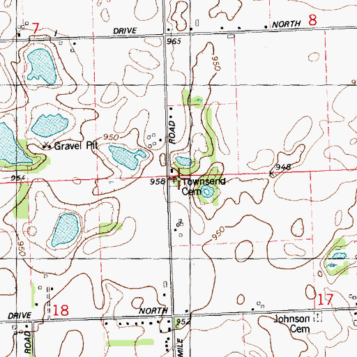 Topographic Map of Townsend Cemetery, MI