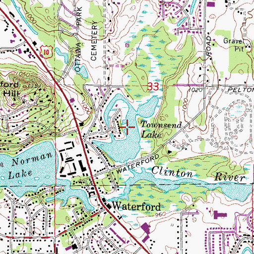 Topographic Map of Townsend Lake, MI
