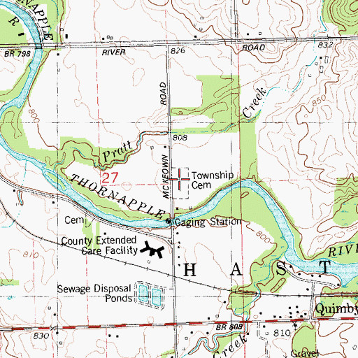 Topographic Map of Hastings Township Cemetery, MI
