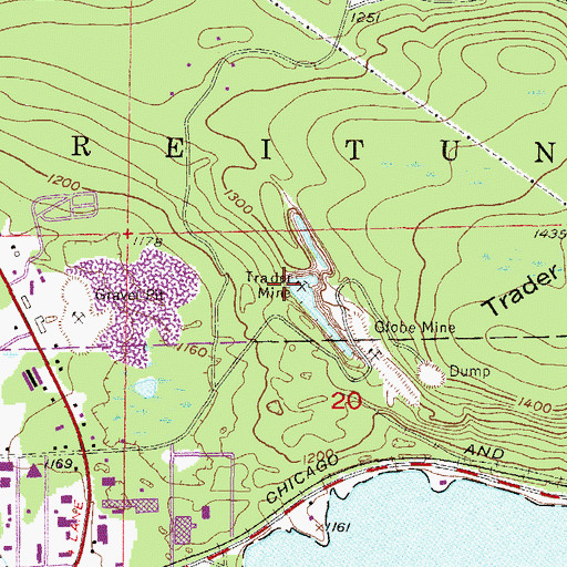 Topographic Map of Trader Mine, MI