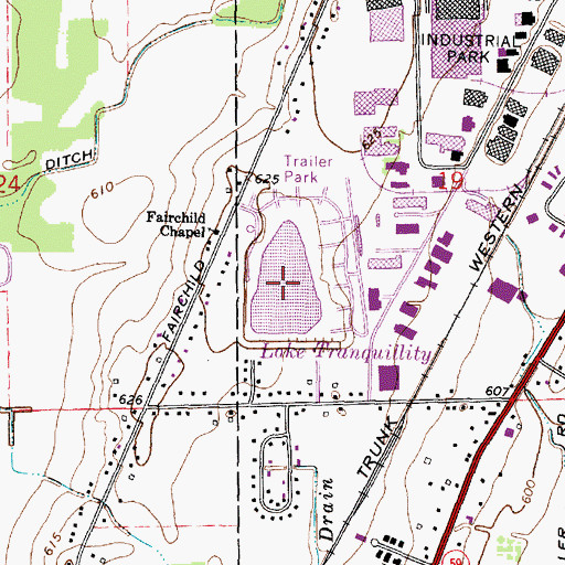 Topographic Map of Lake Tranquillity, MI
