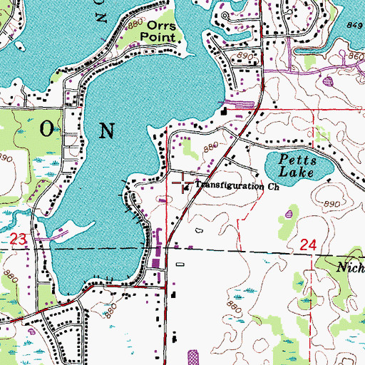Topographic Map of Transfiguration Church, MI