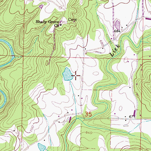Topographic Map of Lick Creek Dam, AL
