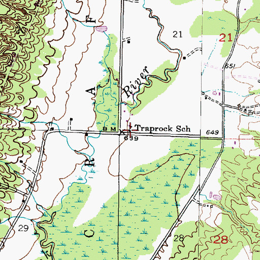 Topographic Map of Traprock School, MI