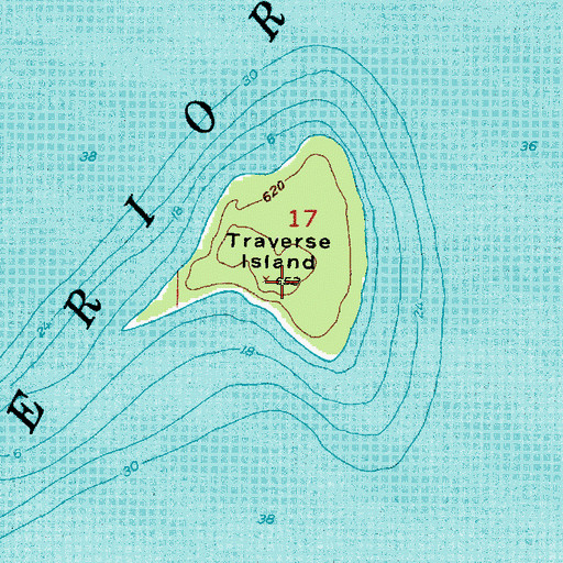 Topographic Map of Traverse Island, MI