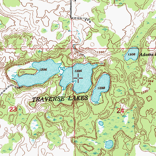 Topographic Map of Traverse Lakes, MI