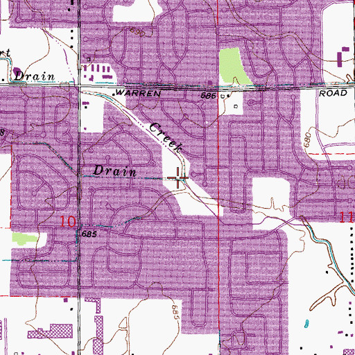 Topographic Map of Travis Drain, MI