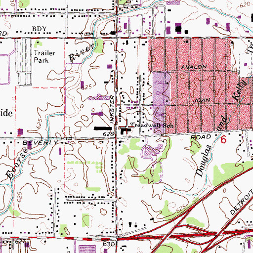 Topographic Map of Treadwell School, MI