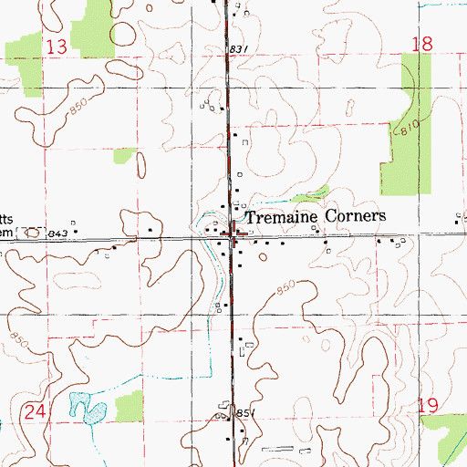 Topographic Map of Tremaine Corners, MI