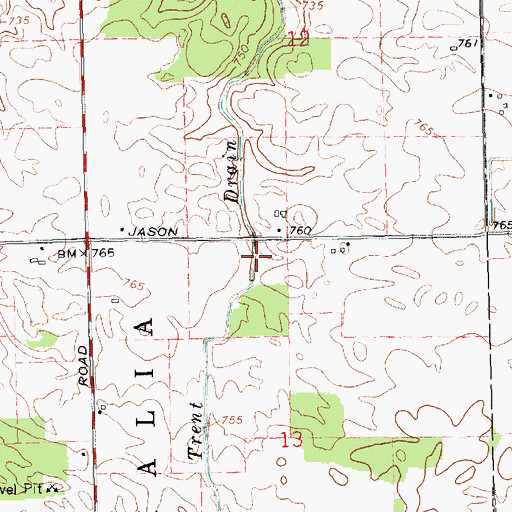 Topographic Map of Trent Drain, MI