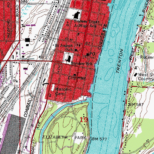 Topographic Map of Trenton, MI