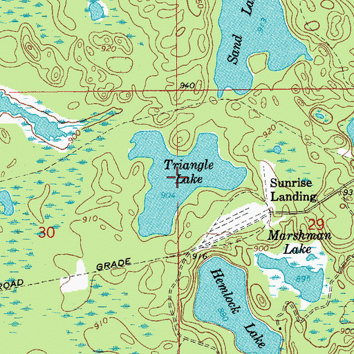 Topographic Map of Triangle Lake, MI
