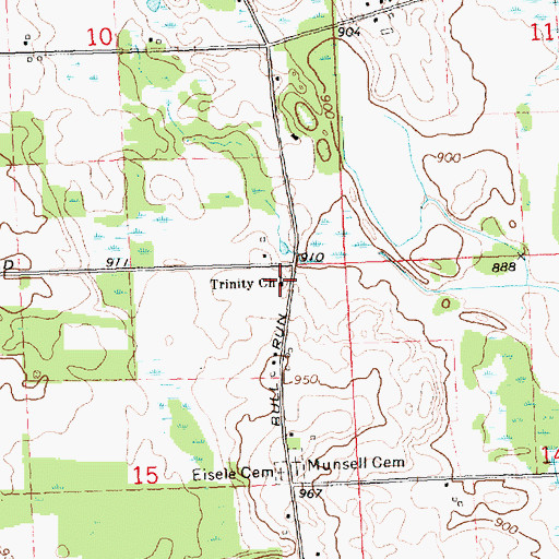 Topographic Map of Trinity Church, MI