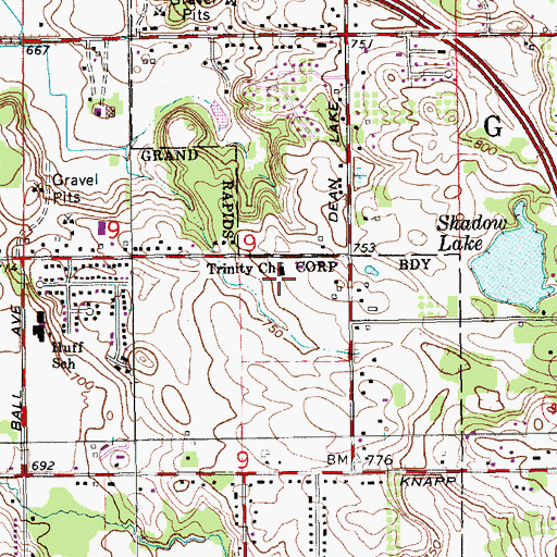 Topographic Map of Trinity Church, MI