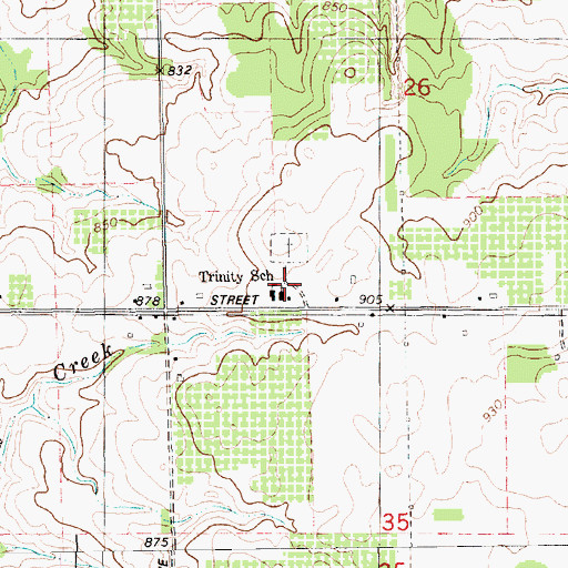 Topographic Map of Trinity Church, MI
