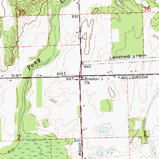 Topographic Map of Trinity Church, MI