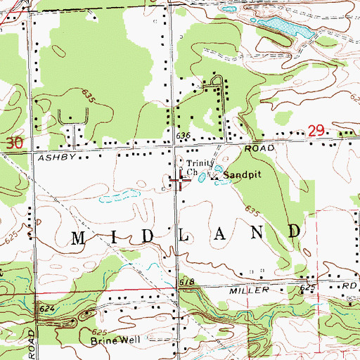 Topographic Map of Trinity Church, MI