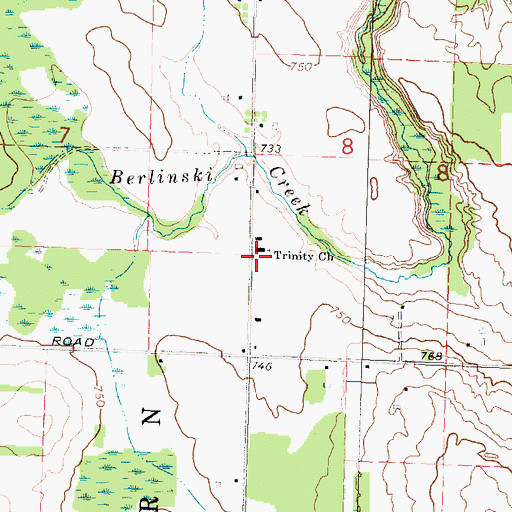 Topographic Map of Trinity Church, MI