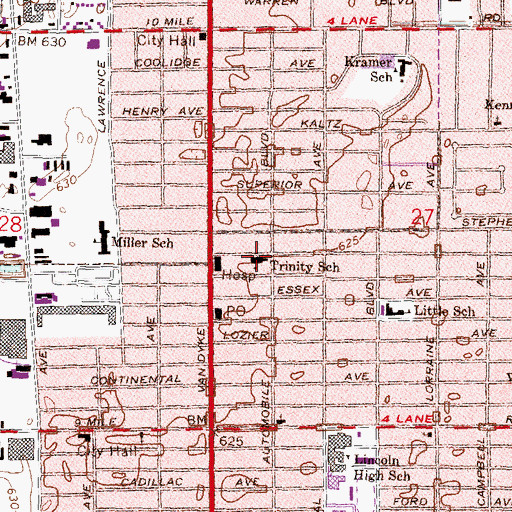 Topographic Map of Trinity School, MI