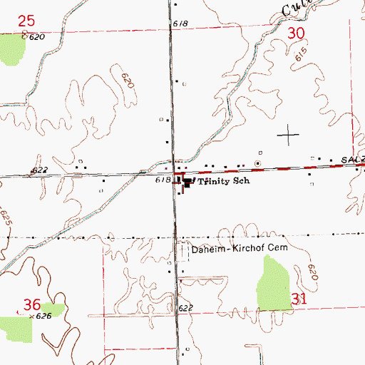 Topographic Map of Trinity School, MI