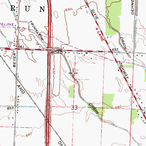 Topographic Map of Trinklein Drain, MI