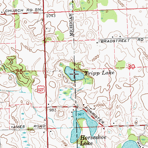 Topographic Map of Tripp Lake, MI