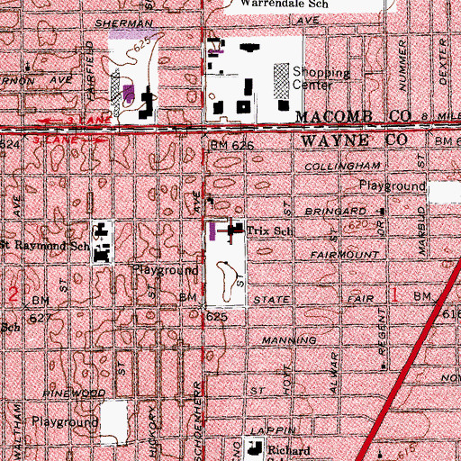 Topographic Map of Trix School, MI