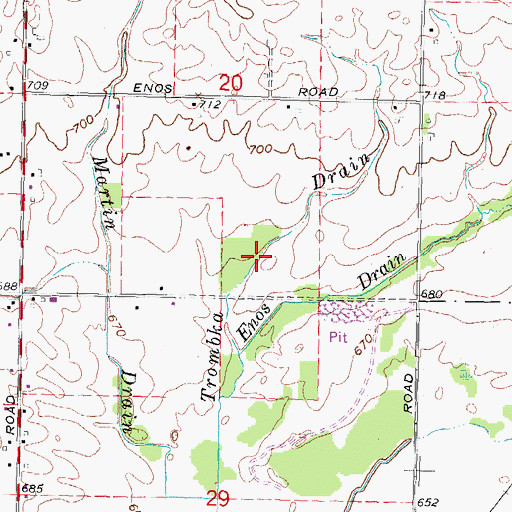 Topographic Map of Trombka Drain, MI