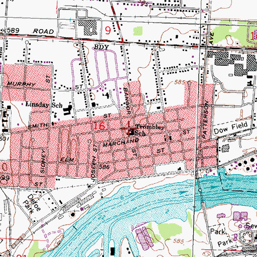 Topographic Map of Trombley School, MI