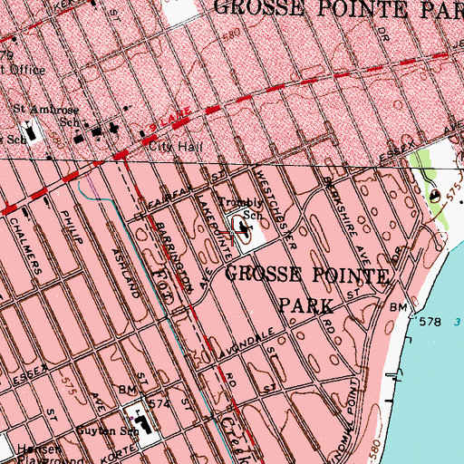 Topographic Map of Trombly School, MI