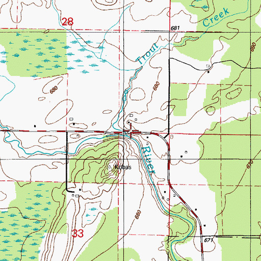 Topographic Map of Trout Creek, MI