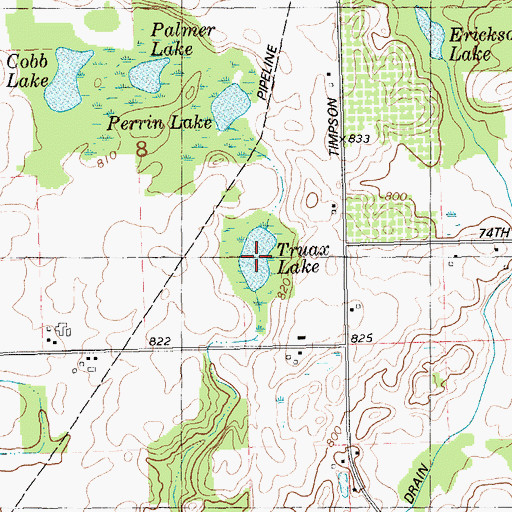 Topographic Map of Truax Lake, MI