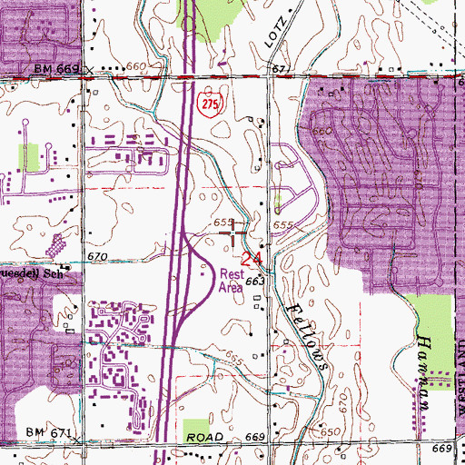 Topographic Map of Truesdell Drain, MI
